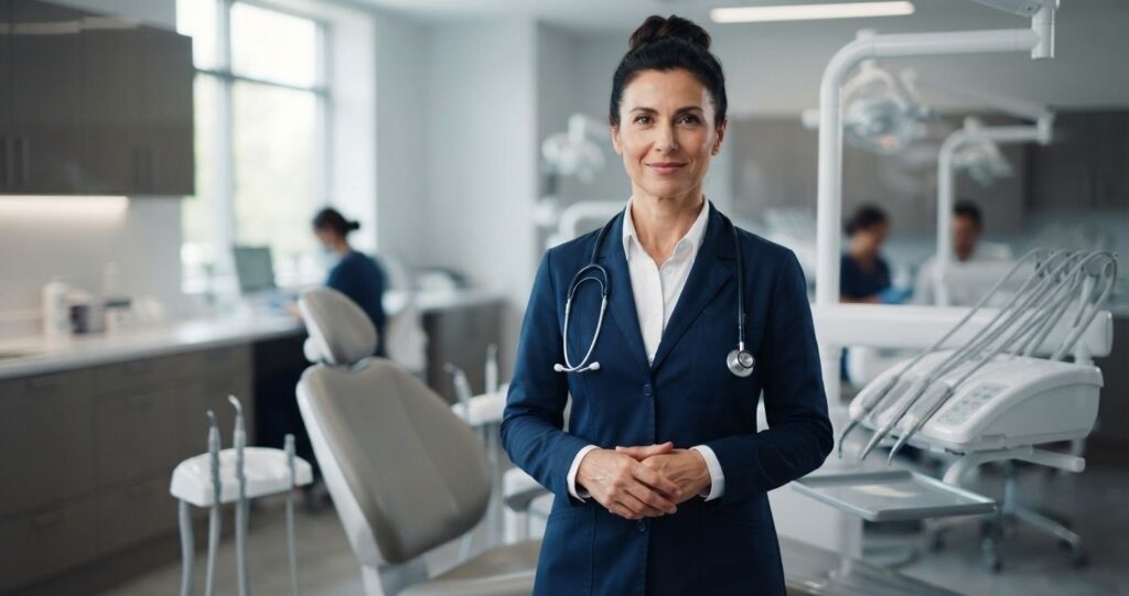 Médica olhando com clareza por entender como fazer a gestão da sua clínica.